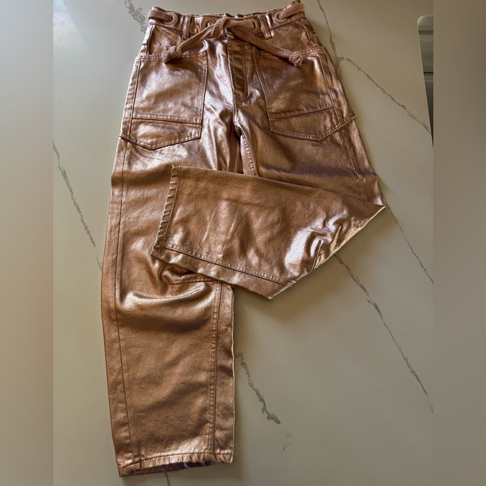 We The Free Moxie Metallic Low-Slung Barrel Jeans • Bubblegum •